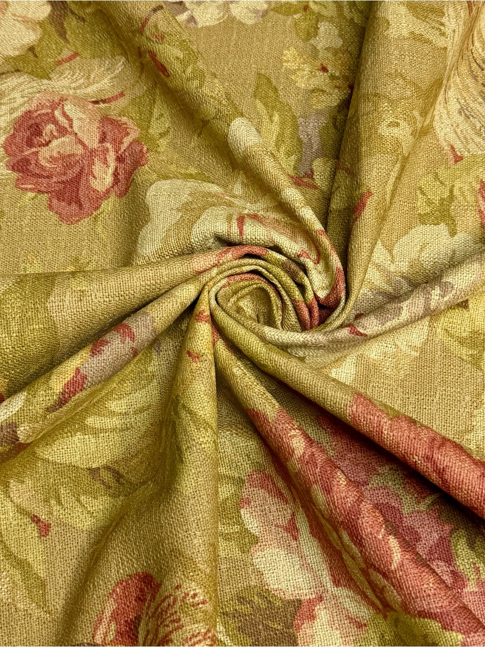 Fabric 1 Yard Vintage P Kaufmann Floral Upholstry Cotton Linen Blend